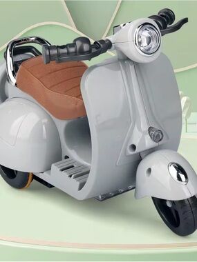 Kids Ride-On Scooter Toy - Gray with Brown Seat
